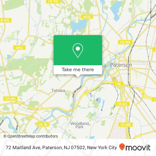Mapa de 72 Maitland Ave, Paterson, NJ 07502