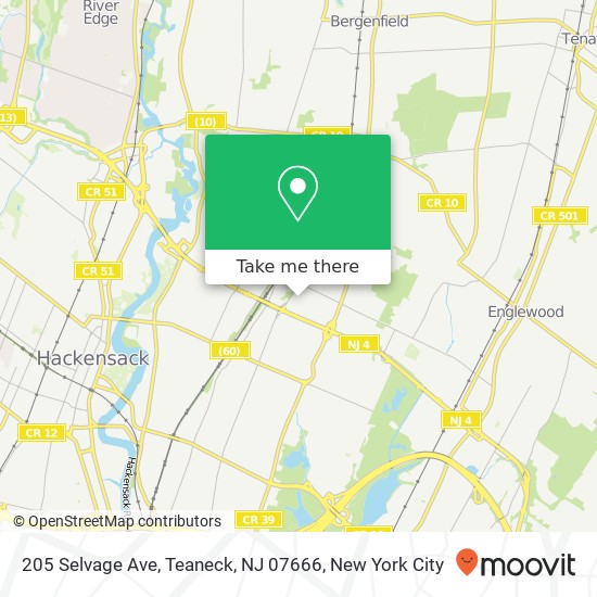 Mapa de 205 Selvage Ave, Teaneck, NJ 07666