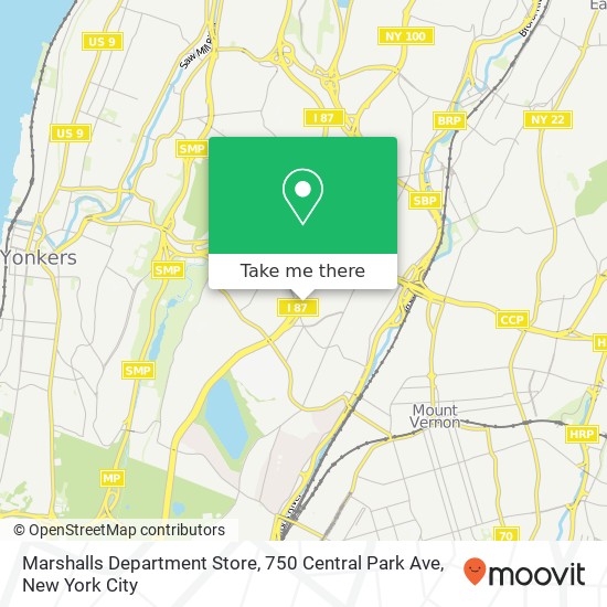 Mapa de Marshalls Department Store, 750 Central Park Ave
