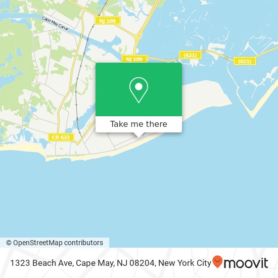 Mapa de 1323 Beach Ave, Cape May, NJ 08204