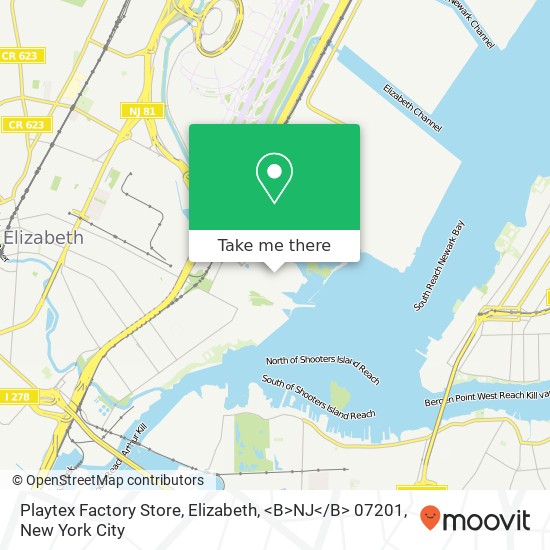 Playtex Factory Store, Elizabeth, <B>NJ< / B> 07201 map