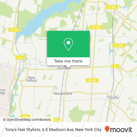 Mapa de Tony's Hair Stylists, 6 E Madison Ave