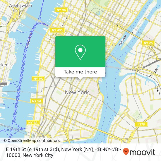 E 19th St (e 19th st 3rd), New York (NY), <B>NY< / B> 10003 map
