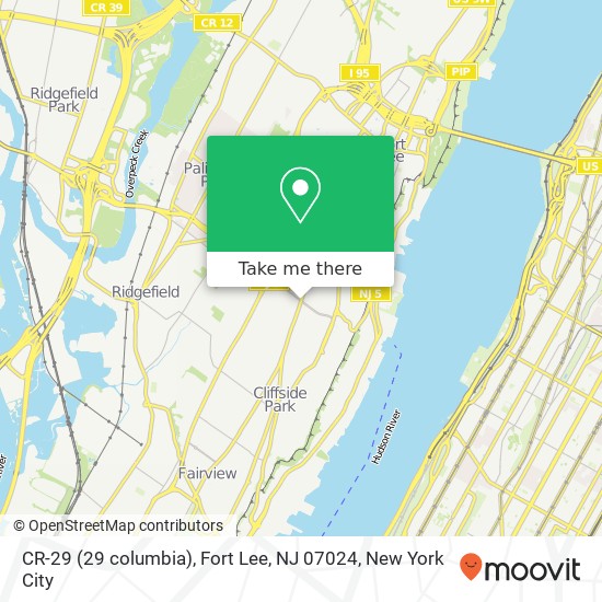 CR-29 (29 columbia), Fort Lee, NJ 07024 map