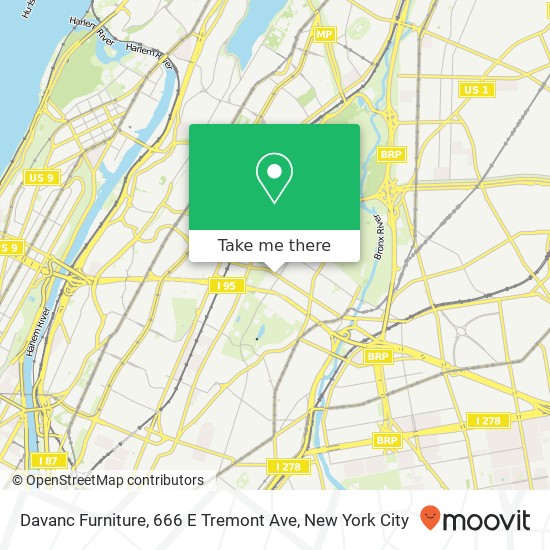 Mapa de Davanc Furniture, 666 E Tremont Ave