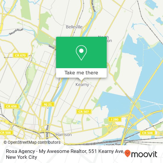 Mapa de Rosa Agency - My Awesome Realtor, 551 Kearny Ave