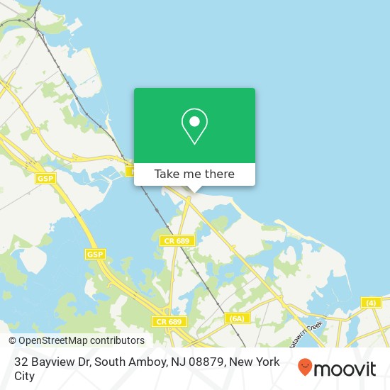 Mapa de 32 Bayview Dr, South Amboy, NJ 08879