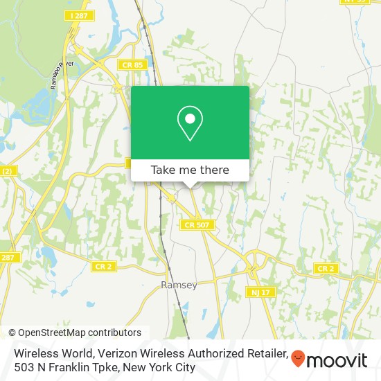 Mapa de Wireless World, Verizon Wireless Authorized Retailer, 503 N Franklin Tpke