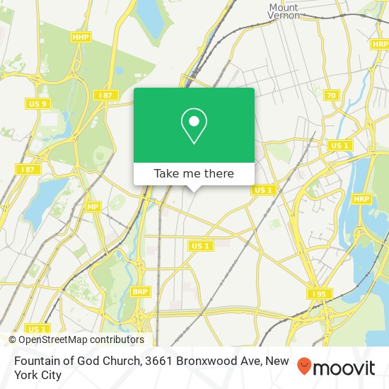 Mapa de Fountain of God Church, 3661 Bronxwood Ave