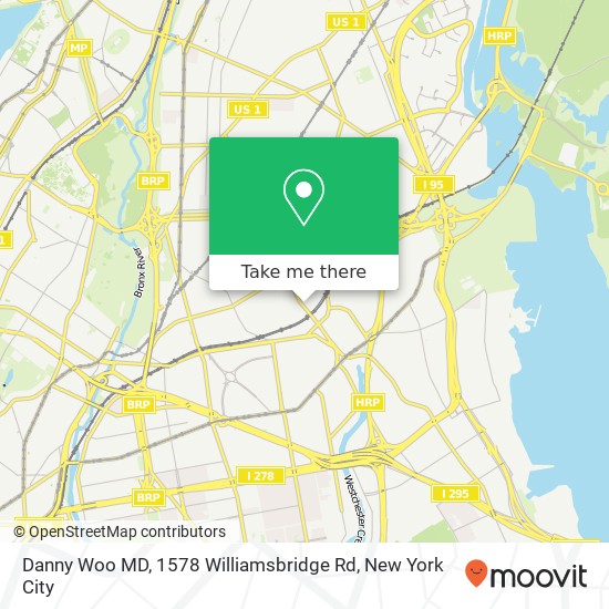 Mapa de Danny Woo MD, 1578 Williamsbridge Rd