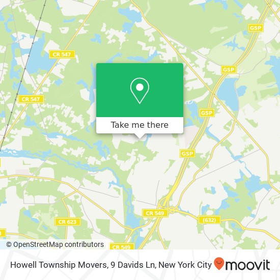 Mapa de Howell Township Movers, 9 Davids Ln