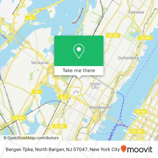 Mapa de Bergen Tpke, North Bergen, NJ 07047