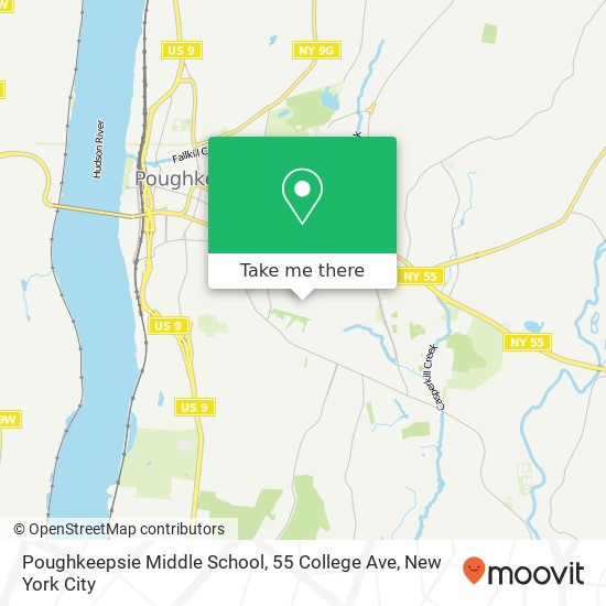 Mapa de Poughkeepsie Middle School, 55 College Ave