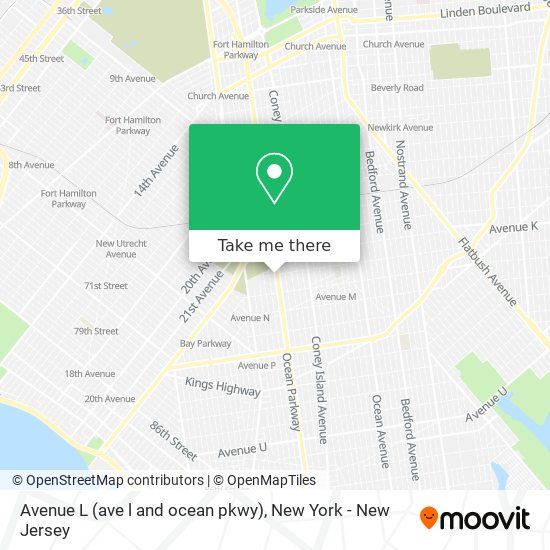 Mapa de Avenue L (ave l and ocean pkwy)