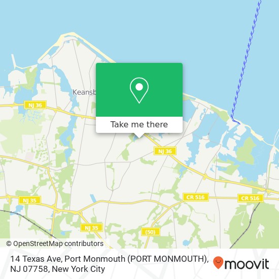 Mapa de 14 Texas Ave, Port Monmouth (PORT MONMOUTH), NJ 07758