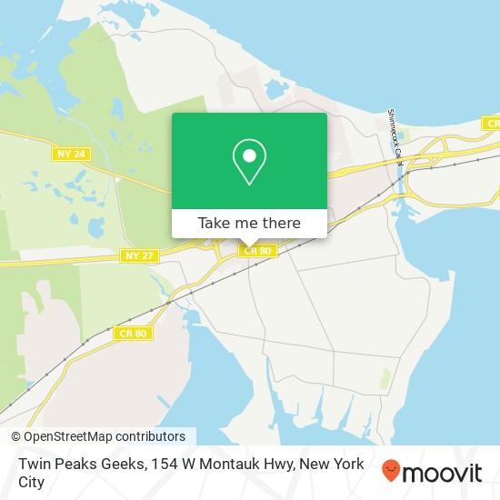 Mapa de Twin Peaks Geeks, 154 W Montauk Hwy