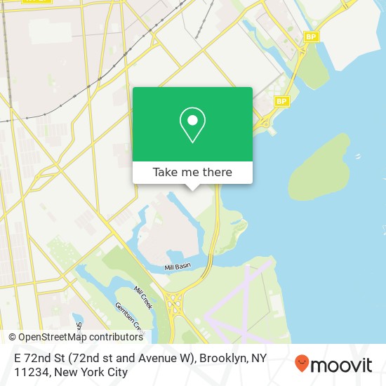 Mapa de E 72nd St (72nd st and Avenue W), Brooklyn, NY 11234