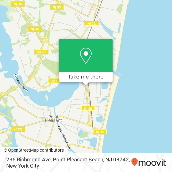 Mapa de 236 Richmond Ave, Point Pleasant Beach, NJ 08742