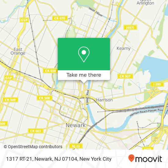 Mapa de 1317 RT-21, Newark, NJ 07104