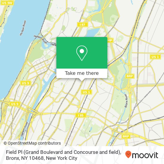 Field Pl (Grand Boulevard and Concourse and field), Bronx, NY 10468 map
