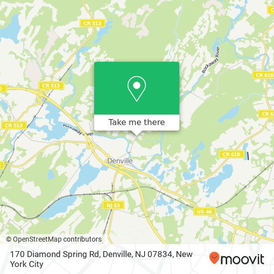 Mapa de 170 Diamond Spring Rd, Denville, NJ 07834