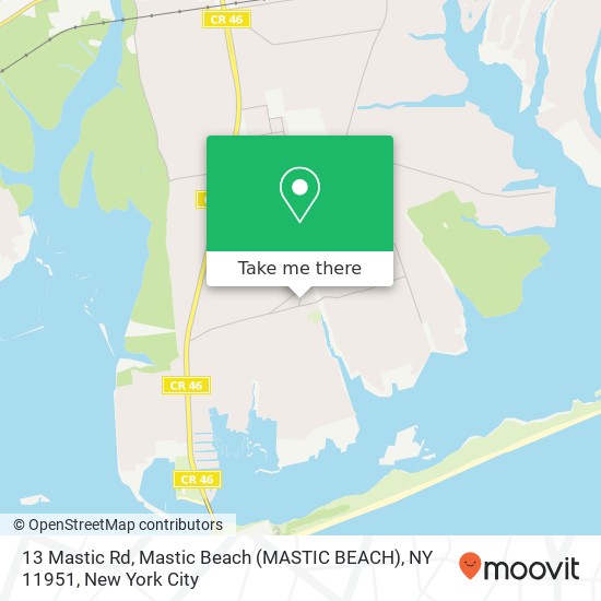 Mapa de 13 Mastic Rd, Mastic Beach (MASTIC BEACH), NY 11951