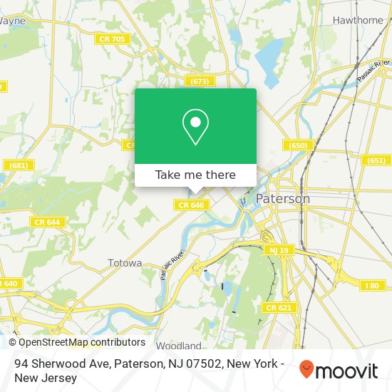 Mapa de 94 Sherwood Ave, Paterson, NJ 07502
