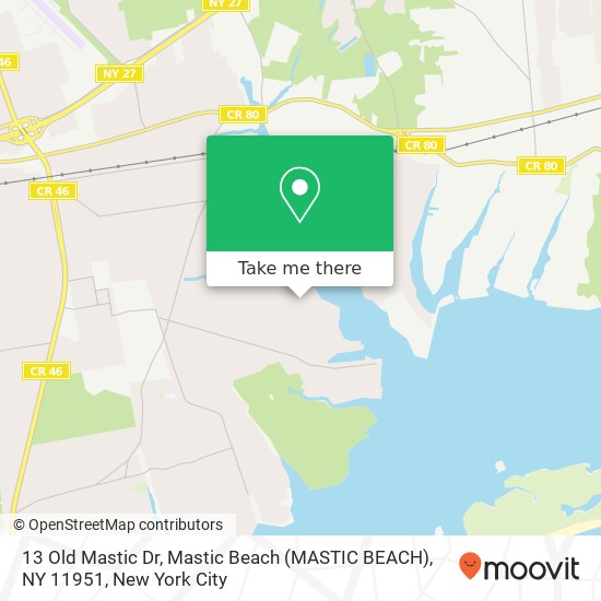 13 Old Mastic Dr, Mastic Beach (MASTIC BEACH), NY 11951 map