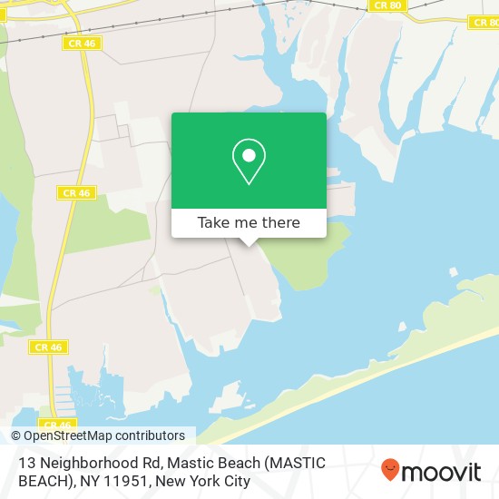 Mapa de 13 Neighborhood Rd, Mastic Beach (MASTIC BEACH), NY 11951