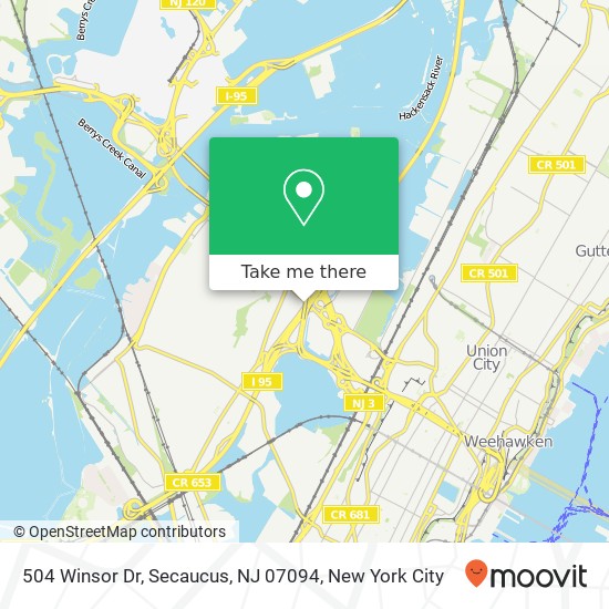 Mapa de 504 Winsor Dr, Secaucus, NJ 07094