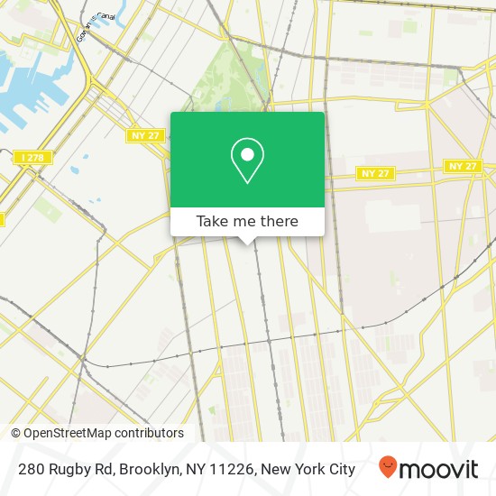 Mapa de 280 Rugby Rd, Brooklyn, NY 11226