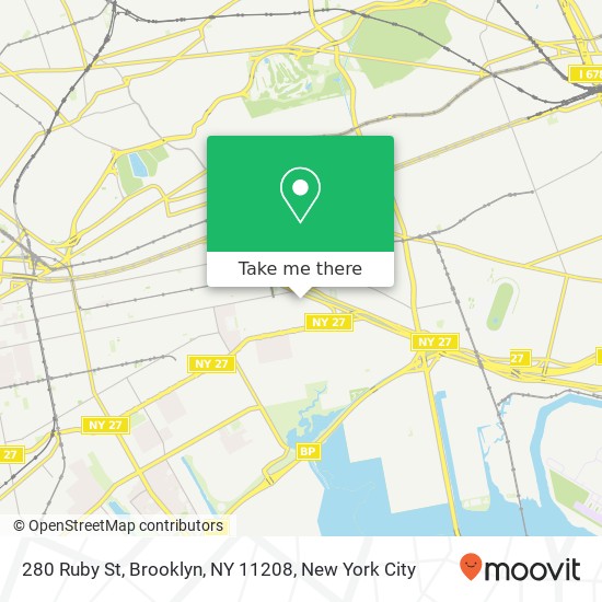 Mapa de 280 Ruby St, Brooklyn, NY 11208