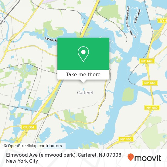 Mapa de Elmwood Ave (elmwood park), Carteret, NJ 07008