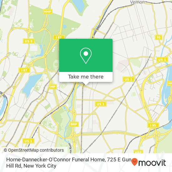 Mapa de Horne-Dannecker-O'Connor Funeral Home, 725 E Gun Hill Rd