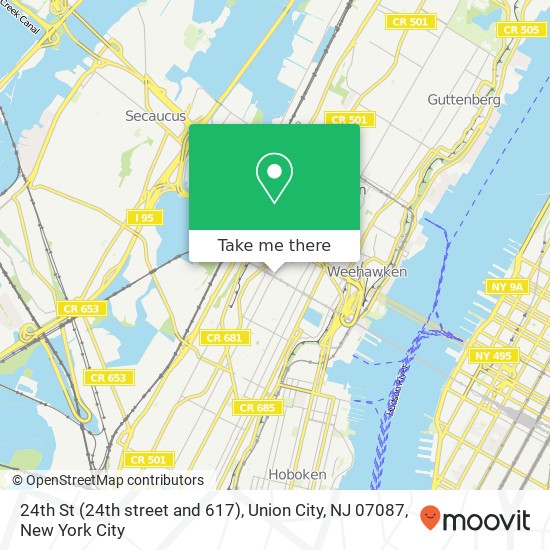 Mapa de 24th St (24th street and 617), Union City, NJ 07087