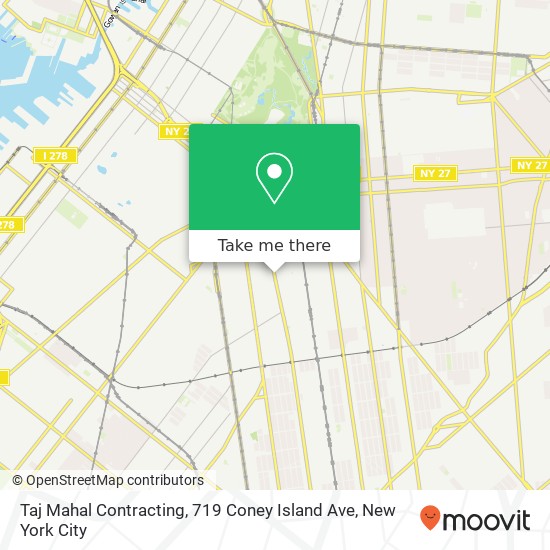 Mapa de Taj Mahal Contracting, 719 Coney Island Ave