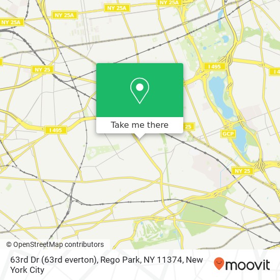 Mapa de 63rd Dr (63rd everton), Rego Park, NY 11374