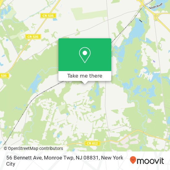 Mapa de 56 Bennett Ave, Monroe Twp, NJ 08831