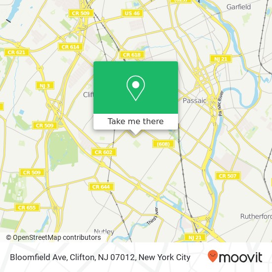 Mapa de Bloomfield Ave, Clifton, NJ 07012