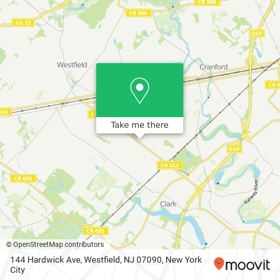 Mapa de 144 Hardwick Ave, Westfield, NJ 07090