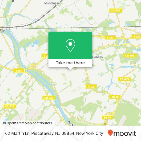 Mapa de 62 Martin Ln, Piscataway, NJ 08854