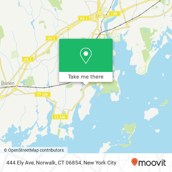 Mapa de 444 Ely Ave, Norwalk, CT 06854