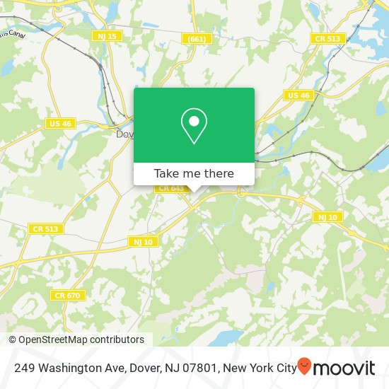 Mapa de 249 Washington Ave, Dover, NJ 07801