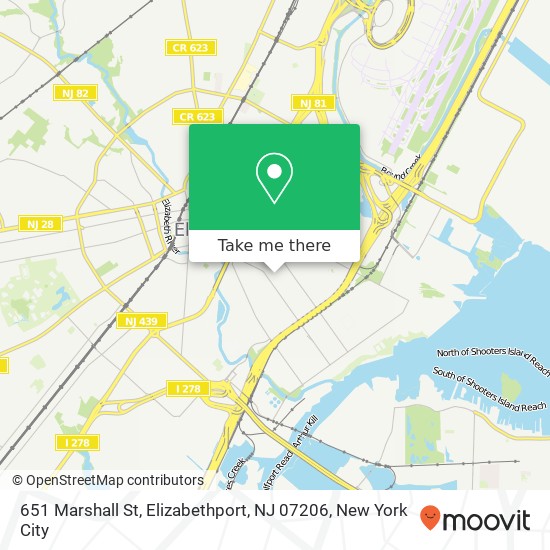 Mapa de 651 Marshall St, Elizabethport, NJ 07206