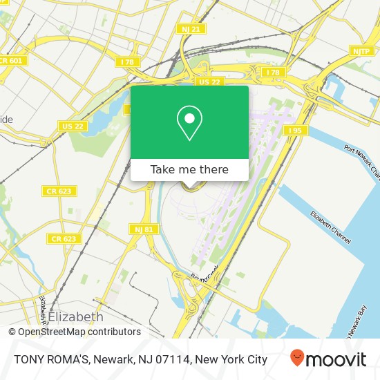 Mapa de TONY ROMA'S, Newark, NJ 07114