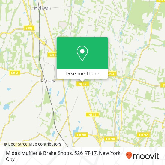 Midas Muffler & Brake Shops, 526 RT-17 map