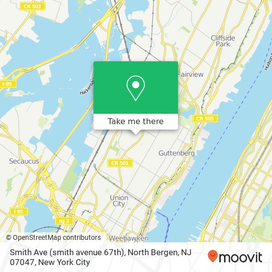 Mapa de Smith Ave (smith avenue 67th), North Bergen, NJ 07047