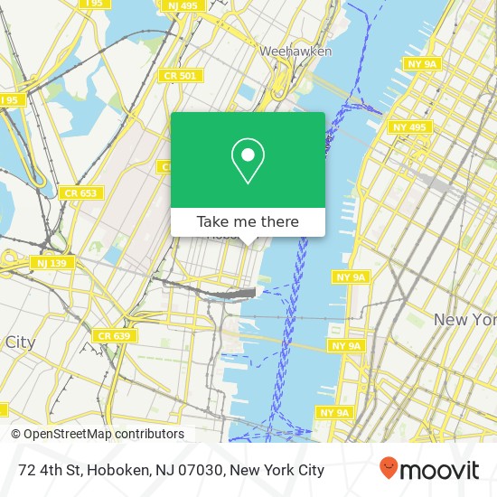 Mapa de 72 4th St, Hoboken, NJ 07030