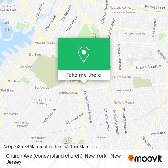 Mapa de Church Ave (coney island church)