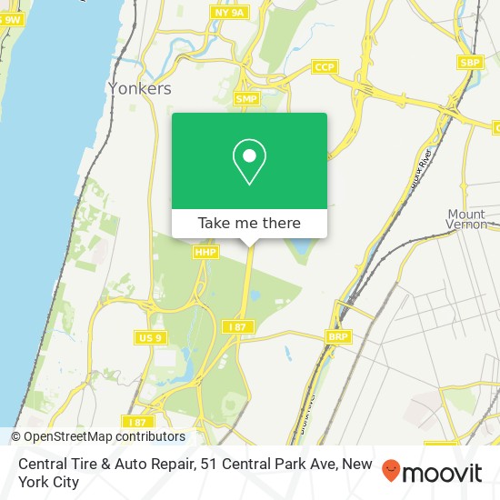 Mapa de Central Tire & Auto Repair, 51 Central Park Ave